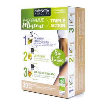 Programme minceur triple action bio Nat&Form - boîte de 30 ampoules