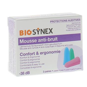 Protection auditive mousse Biosynex - boîte de 3 paires