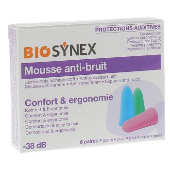 Protection auditive mousse Biosynex - boîte de 6 paires