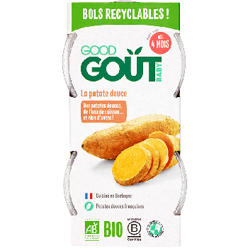 Purée de patate douce bio dès 4 mois Good Goût - lot de 2 pots de 120g