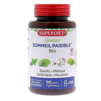 Quatuor sommeil paisible bio Super Diet - boîte de 150 gélules