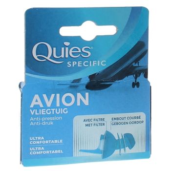 Protection auditive filtre anti-pression avion Quies - boîte d'une paire réutilisable