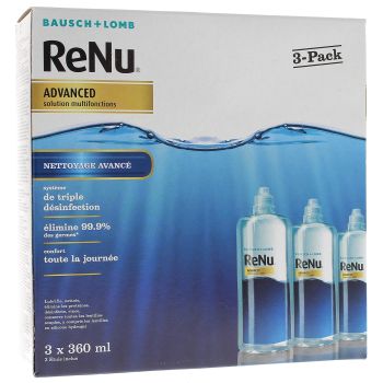 ReNu Advanced Solution lentilles multifonctions Bausch Lomb - lot de 3 flacons de 360 ml