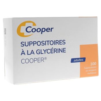 Suppositoires à la glycérine adultes Cooper - boîte de 100 suppositoires en récipient multidose