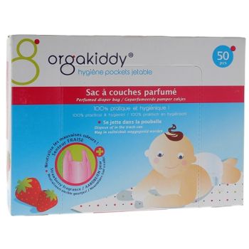 Sac à couche parfumé à la fraise Orgakiddy - Boite de 50 sacs