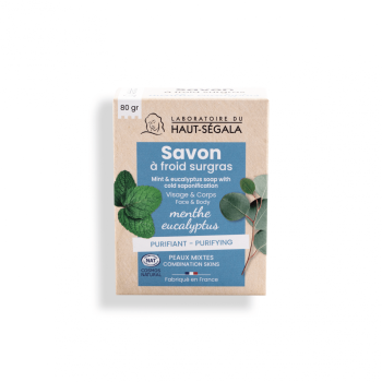 Savon à froid surgras menthe eucalyptus Haut-Ségala - pain de 80g