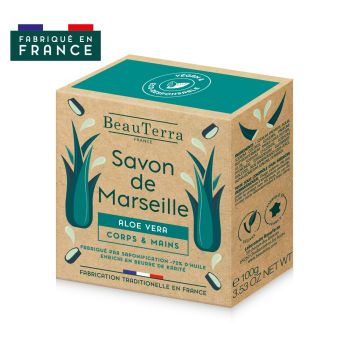 Savon de marseille aloe vera Beauterra - Pain de 100 g