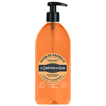 Savon de marseille liquide fleur d'oranger Le Comptoir du Bain - flacon-pompe de 1L