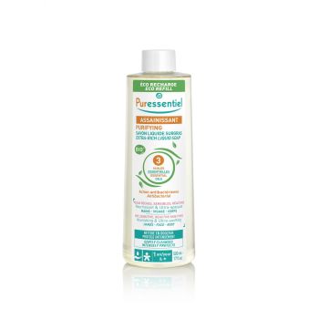 Savon liquide surgras aux 3 huiles essentielles bio Puressentiel - éco-recharge de 500 ml