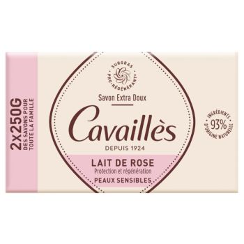 Savon surgras extra-doux lait de rose Rogé Cavaillès - lot de 2 pains de 250 g