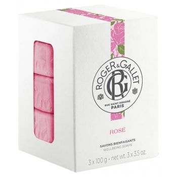 Savons bienfaisants Rose Roger & Gallet - coffret de 3 savons de 100 g