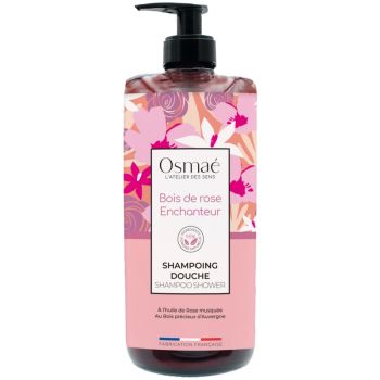 Shampoing douche Bois de rose enchanteur Osmaé - flacon-pompe de 1L