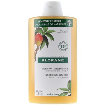 Shampoing nutrition à la mangue pour cheveux secs Klorane - flacon de 400ml