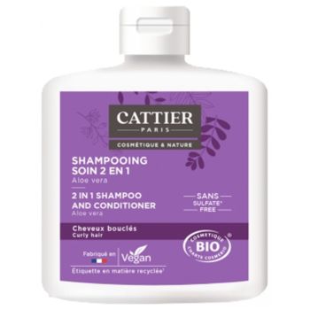 Shampoing soin 2en1 Aloe Vera bio cheveux bouclés Cattier - flacon de 250 ml