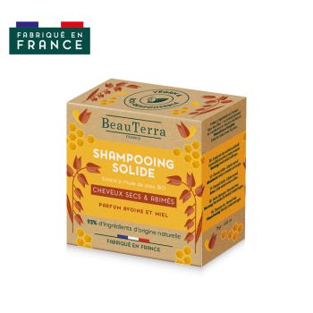 Shampoing solide cheveux secs et abîmés parfum avoine et miel BeauTerra - shampoing de 75g