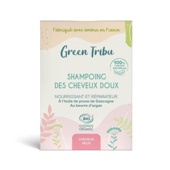 Shampoing solide des cheveux doux bio Green Tribu - pain de 85g