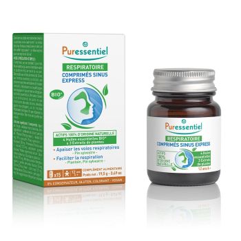 Sinus express aux huiles essentielles bio Puressentiel - boîte de 15 comprimés