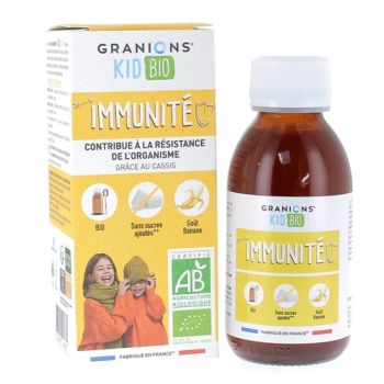 Sirop Immunité kid bio goût banane Granions - flacon de 125ml