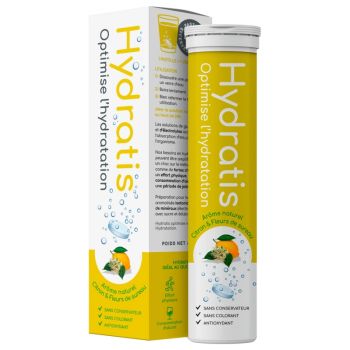 Solution d'hydratation goût citron & fleurs de sureau Hydratis - tube de 20 pastilles effervescentes