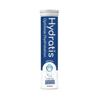 Solution d'hydratation goût neutre Hydratis - tube de 20 pastilles effervescentes