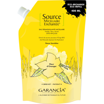 Source Micellaire Enchantée eau démaquillante fleur d'oranger Garancia - éco-recharge de 400 ml