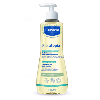 Stelatopia Huile lavante bébé-enfant Mustela - flacon-pompe de 500 ml