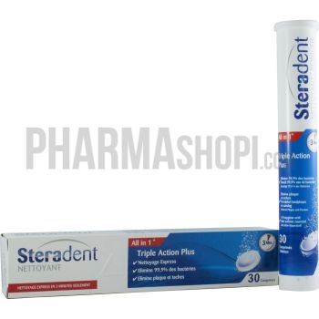 Steradent nettoyant triple action plus - 30 comprimés effervescents