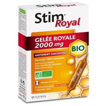 Stim Royal Gelée royale 2000 mg bio Nutreov - boîte de 20 ampoules