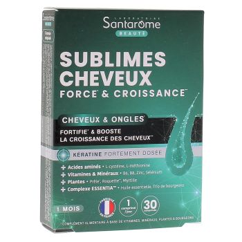 Sublimes cheveux force & croissance Santarome - boîte de 30 comprimés