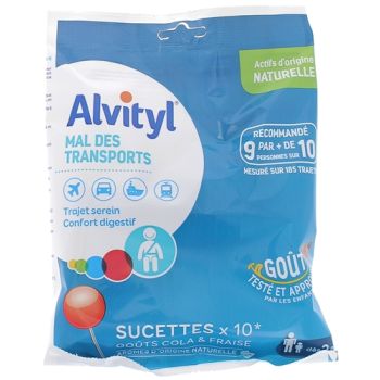 Sucettes mal des transports Alvityl - sachet de 10 sucettes