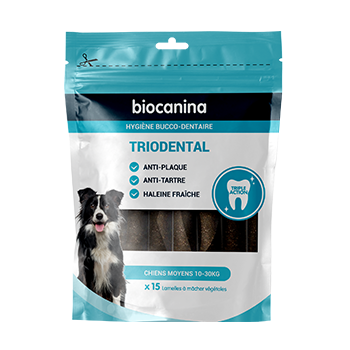 Triodental lamelle à mâcher chiens moyens 10-30kg Biocanina - sachet de 15 lamelles à mâcher végétales