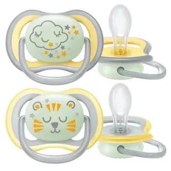 Ultra Air Nighttime Sucettes orthodontiques nuit +18 mois Philips Avent - lot de 2 sucettes