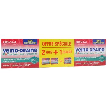 Veino-Draine Jambes lourdes GOVital - 2 boîtes de 30 jours + 1 boîte de 30 jours offerte