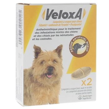 Veloxa Vermifuge Chien -17,5kg - boîte de 2 comprimés