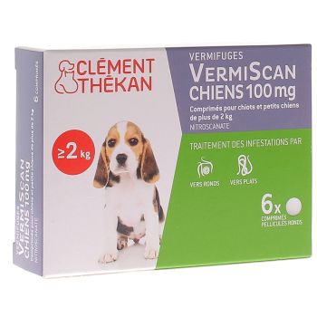 VermiScan chiens 100 mg Clément thékan - 6 comprimés pelliculés ronds