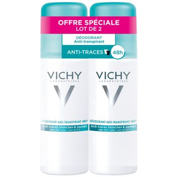 Déodorant anti-transpirant 48h anti-traces blanches & jaunes Vichy - lot de 2 sprays de 125 ml