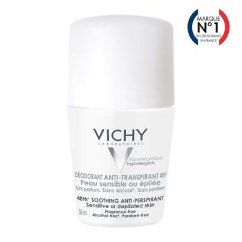 Déodorant anti-transpirant 48h peau sensible ou épilée Vichy - Roll-on bille de 50 ml