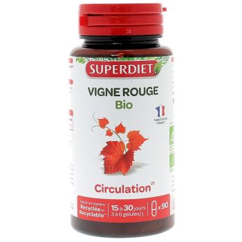 Vigne rouge circulation bio Super Diet - boite de 90 gélules