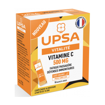 Vitalité vitamine C 500 mg UPSA - boîte de 10 sachet-doses