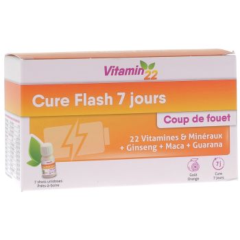 Vitamin 22 cure flash 7 jours Ineldea - boite de 7 flacons unidoses de 30 ml