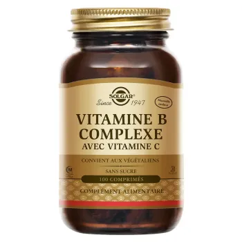 Vitamine B Complexe avec Vitamine C Solgar - boîte de 100 comprimés