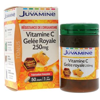 Vitamine C Gelée Royale 250mg Résistance de l'organisme Juvamine - boîte de 50 gélules