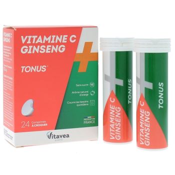 Vitamine C + Ginseng tonus Vitavea - boite de 24 comprimés à croquer