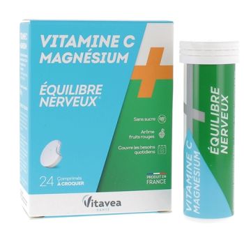 Vitamine C + Magnésium équilibre nerveux Nutrisanté - boite de 24 comprimés à croquer