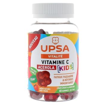 Vitamine C acérola kids goût fraise Upsa - pot de 60 gommes