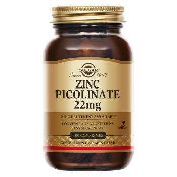 Zinc Picolinate 22 mg Solgar - boîte de 100 comprimés