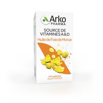 Arkogélules huile de foie de morue Arkopharma - boite de 60 capsules