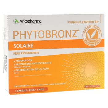 Phytobronz solaire peau rayonnante Arkopharma - boîte de 30 capsules