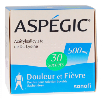 Aspegic 500mg poudre pour solution buvable en sachet-dose - boîte de 30 sachets