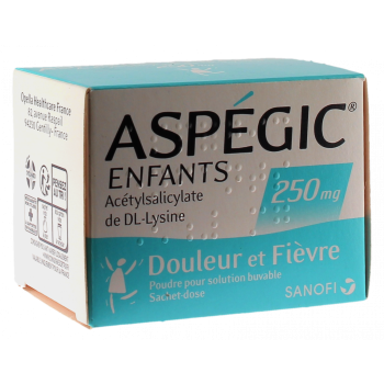 Aspegic Enfants 250mg poudre pour solution buvable en sachet-dose - boîte de 20 sachets